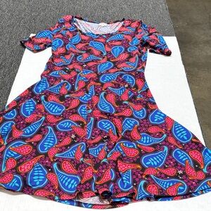LuLaRoe Dress with Blue and Pink Paisley